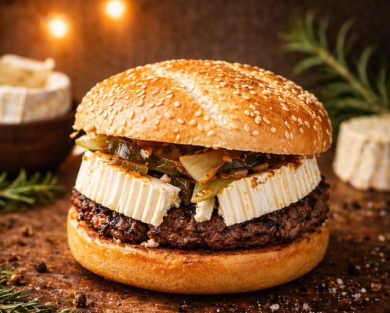 Burger au fromage de chèvre fait maison — La Camaraderie 49